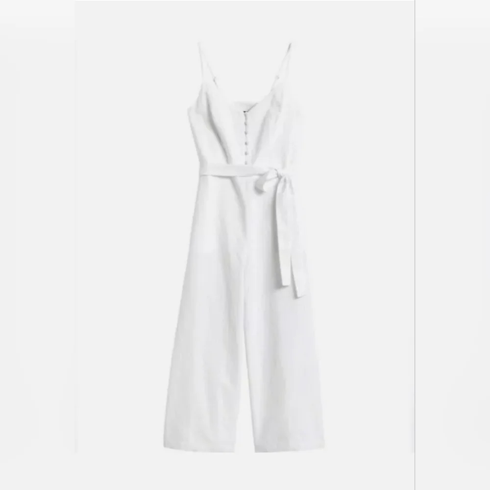Banana Republic Wide Leg Cropped Linen Jumpsuit
